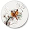 Designart - Two Chinese Birds On A Flowering Tree Branch - Traditional Metal Circle Wall Art